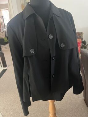 Michael Kors Black Women's Short Trench Jacket - Classic Button Front